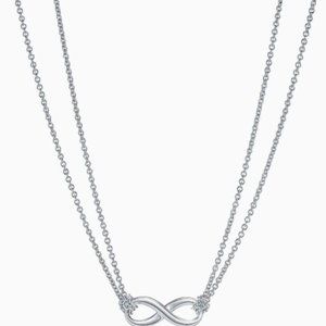 Tiffany & Co. Infinity Pendant Double Chain Necklace Love AG 925 Silver